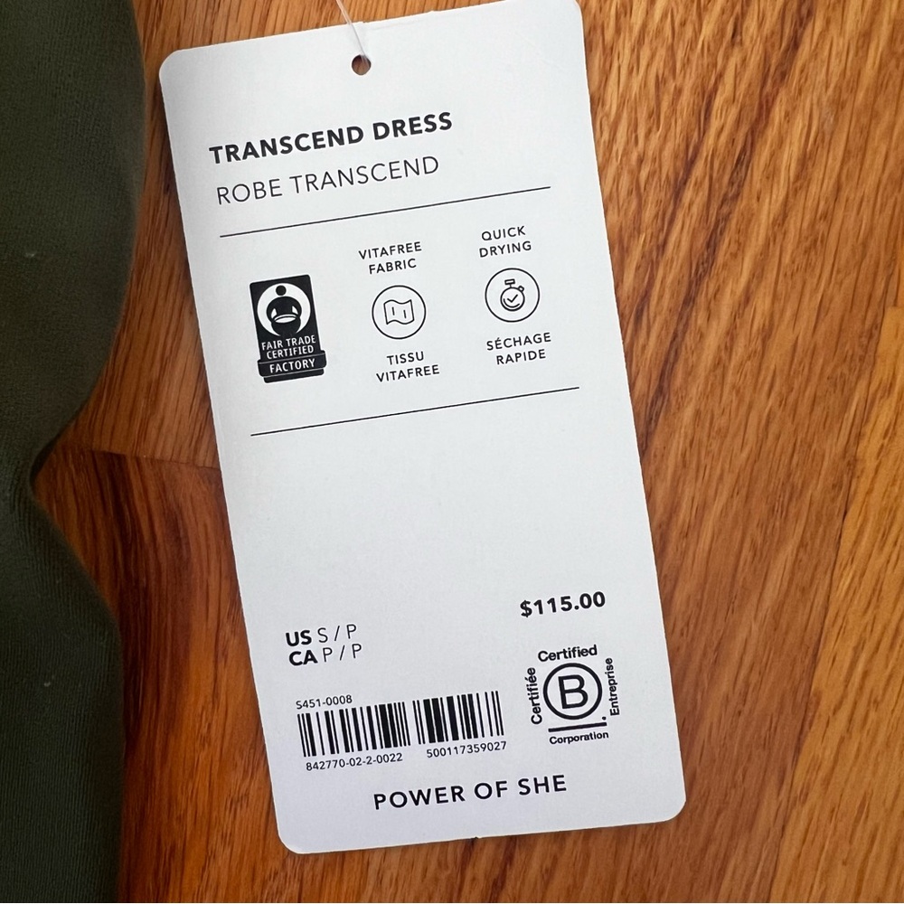🆕 Athleta Transcend Dress – Aspen Olive – Small Petite – NWT - Picture 8 of 10